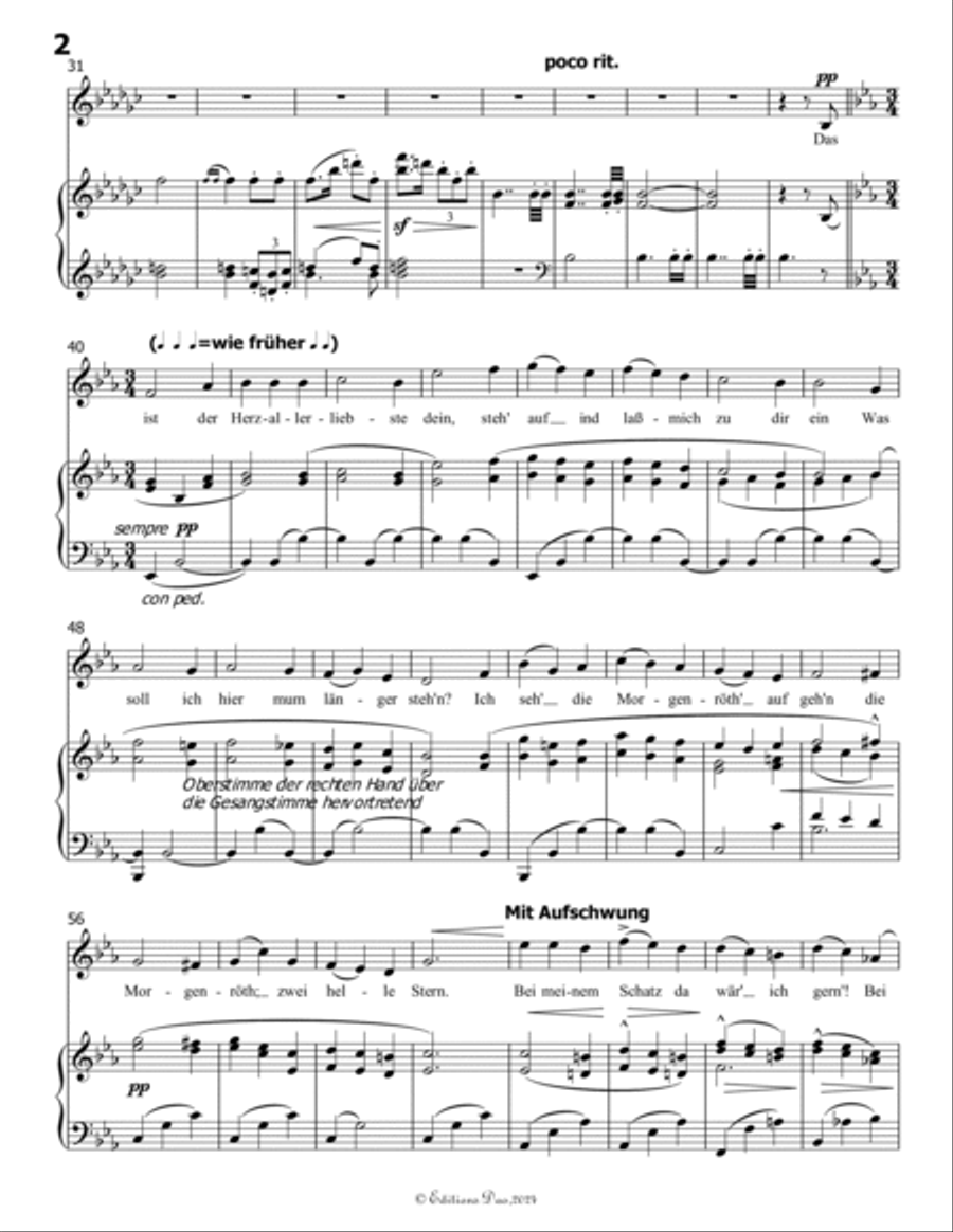 Wo die schönen Trompeten blasen, by Mahler, in e flat minor Piano, Vocal scores gallery preview page 4