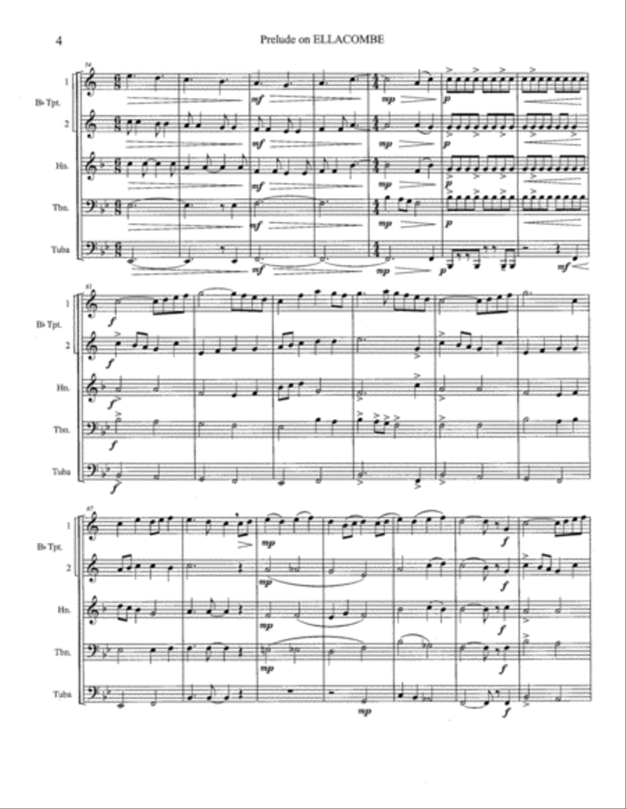 Prelude on ELLACOMBE Brass Ensemble scores gallery preview page 5