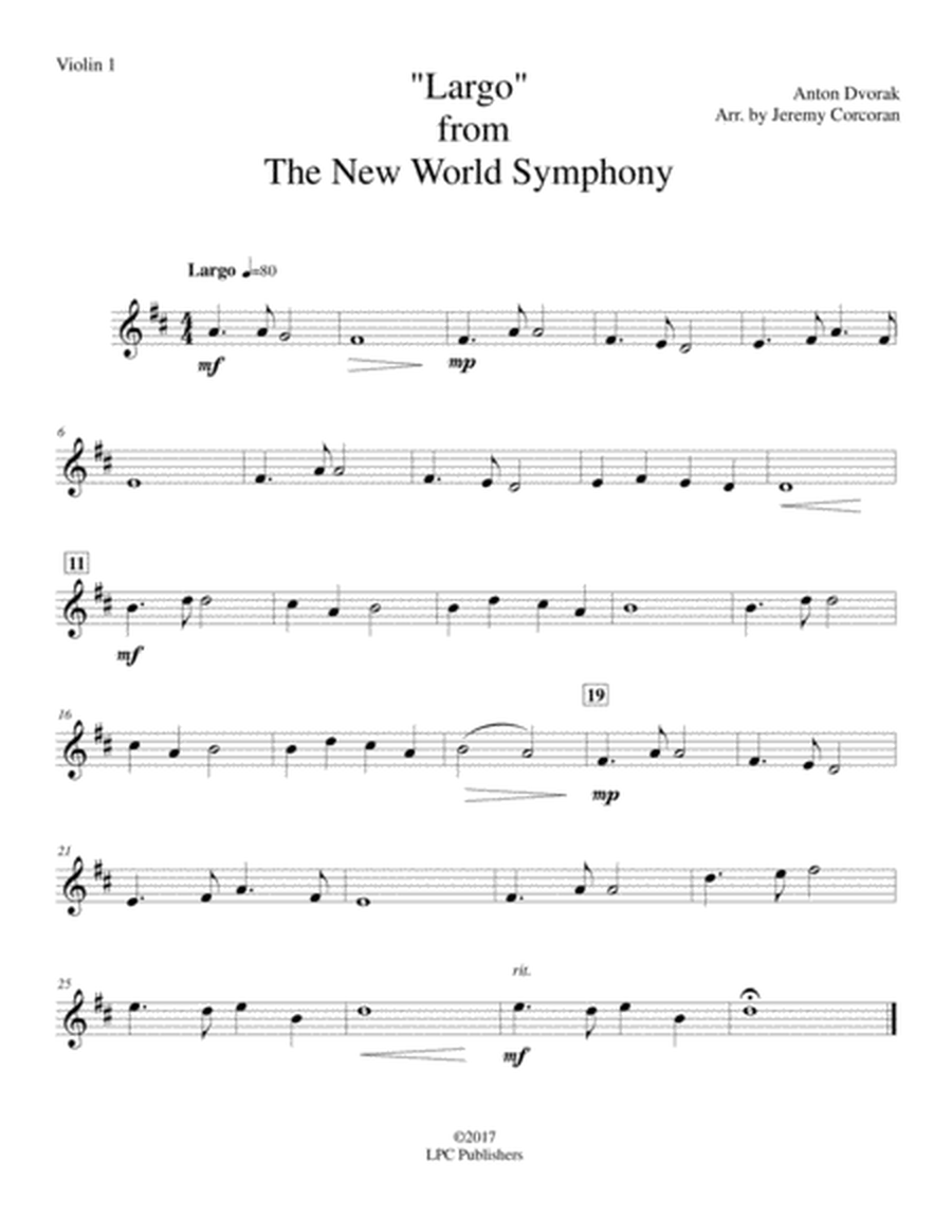 Largo from The New World Symphony for String Quartet image number null