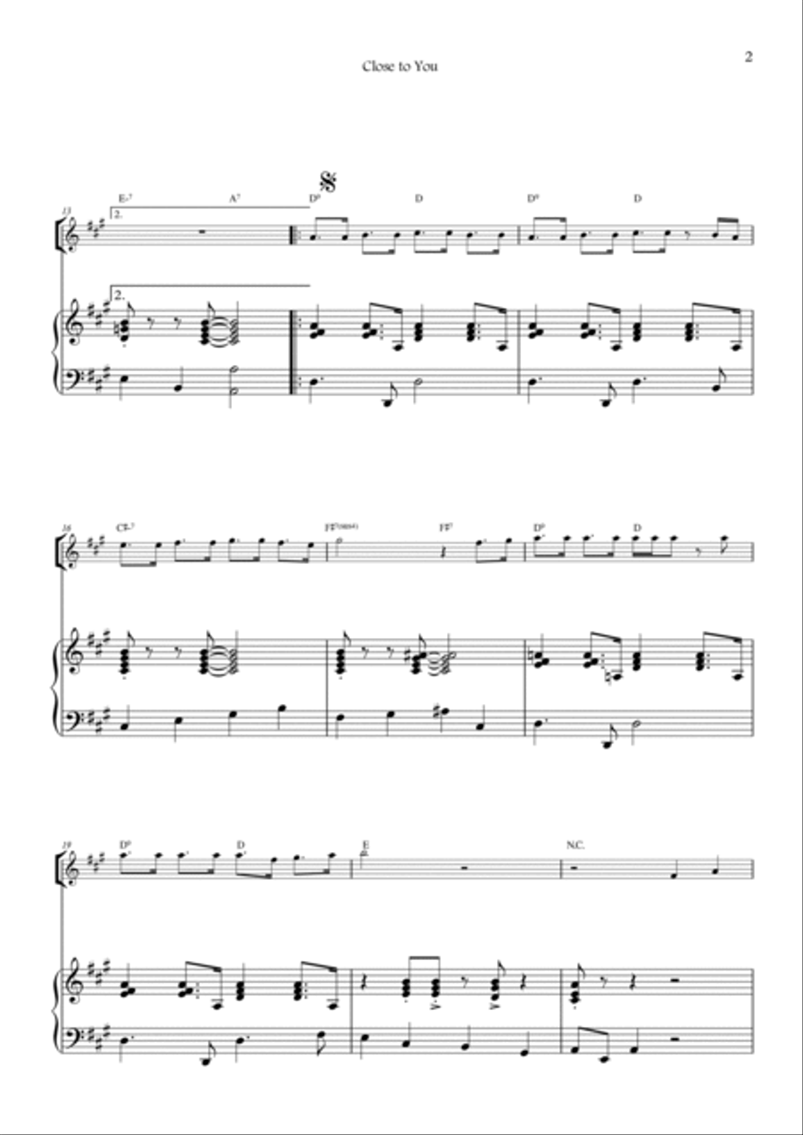 Close To You Close To You Flute Solo scores gallery preview page 2