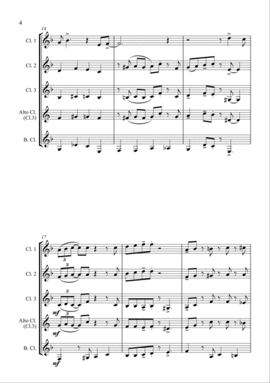 Santa Claus Is Comin' To Town Clarinet Quartet scores gallery preview page 4