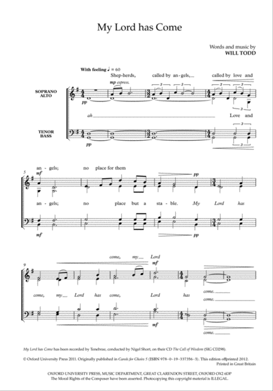 My Lord has Come 4-Part scores gallery preview page 2