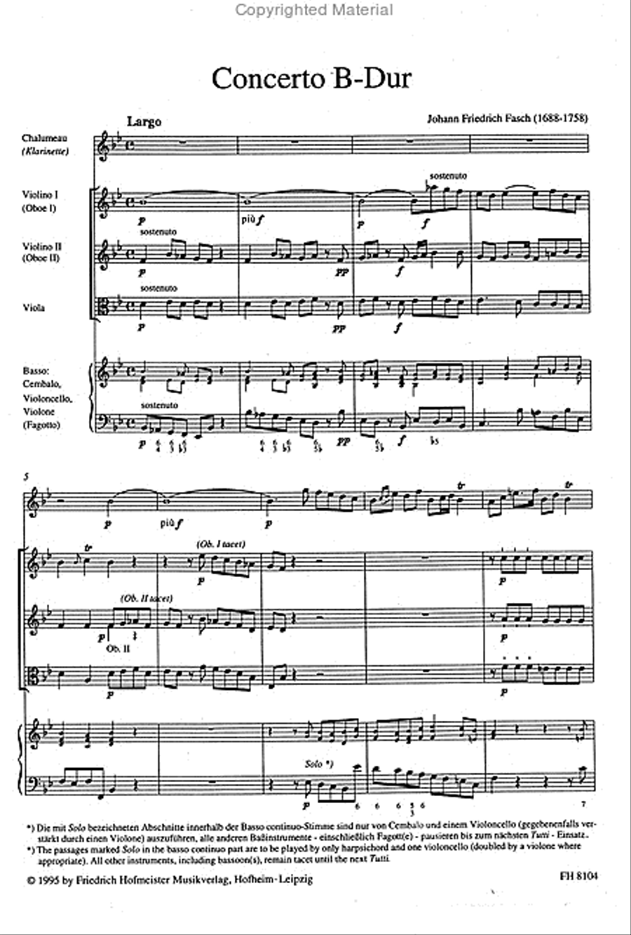 Concertino B-Dur für Chalumeau (Klarinette), Streicher und Basso Continuo / Part Orchestra scores gallery preview page 2