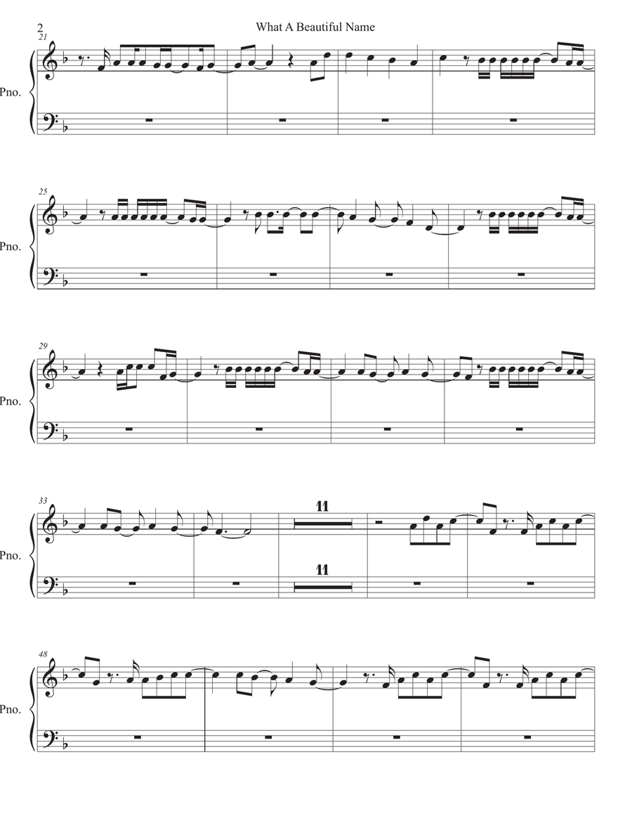 What A Beautiful Name What A Beautiful Name Easy Piano scores gallery preview page 2