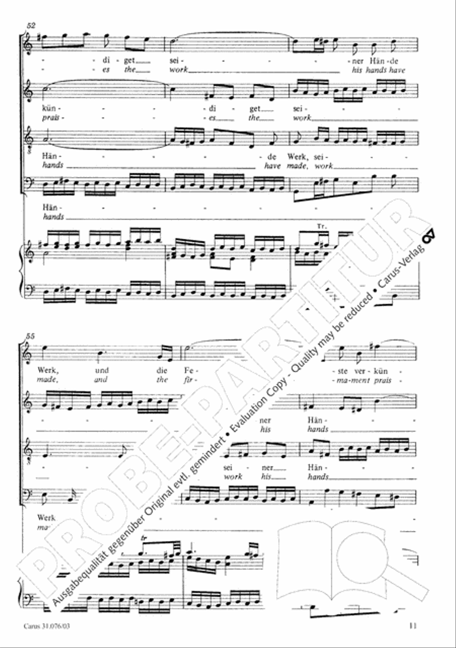 The heavens are telling the Father's glory (Die Himmel erzahlen die Ehre Gottes) 4-Part scores gallery preview page 12