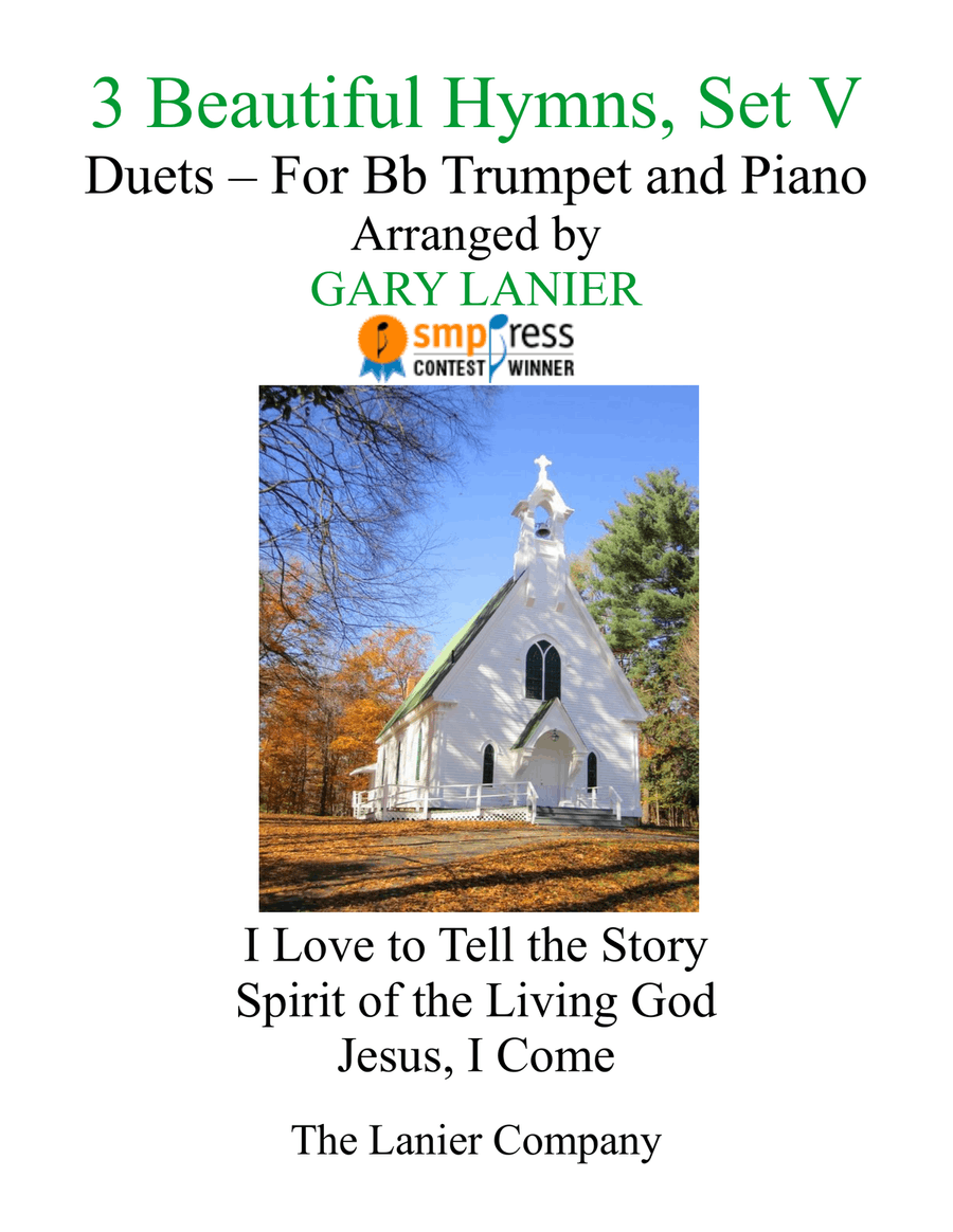 Gary Lanier: 3 BEAUTIFUL HYMNS, Set V (Duets for Bb Trumpet & Piano) Trumpet Duet scores gallery preview page 1