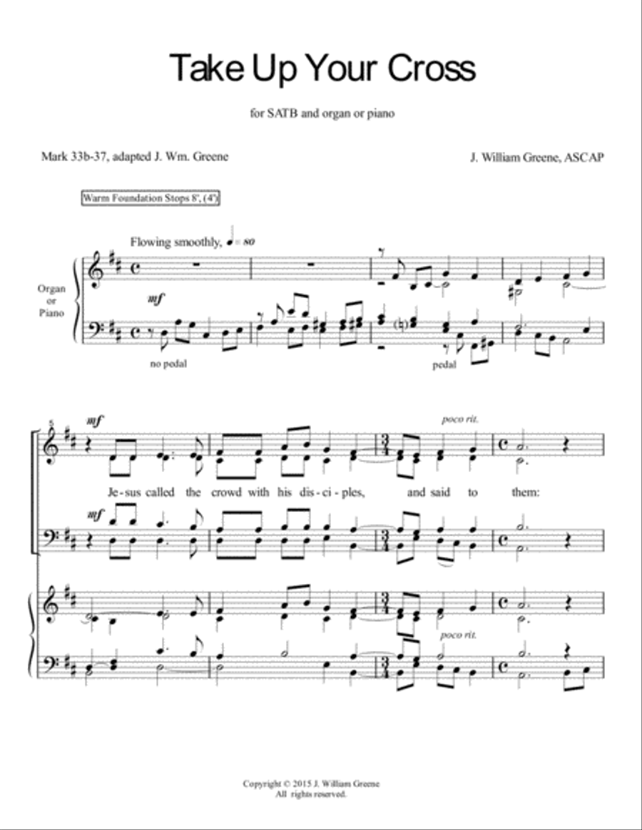 Take Up Your Cross 4-Part scores gallery preview page 1