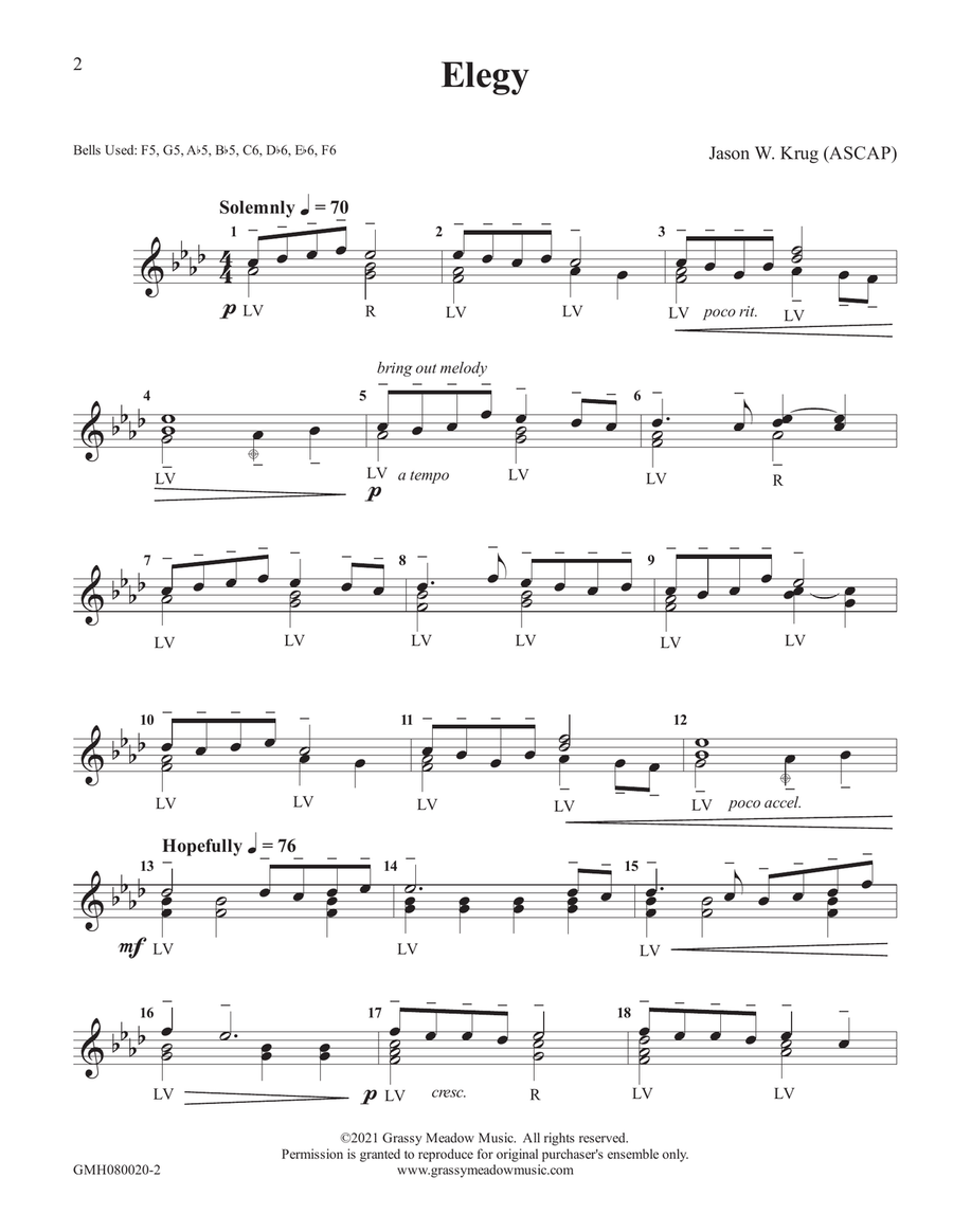 Elegy (for 8 handbells) Handbell Choir scores gallery preview page 2