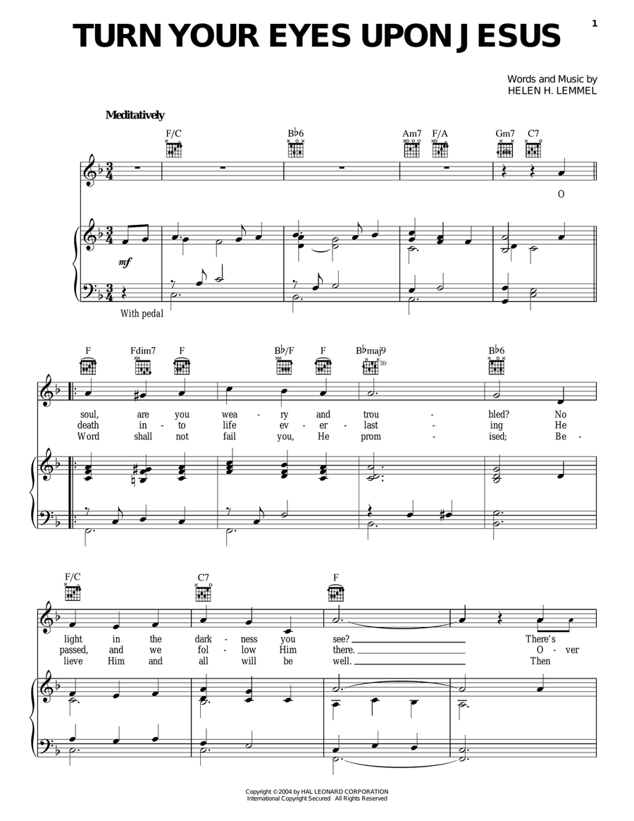 Turn Your Eyes Upon Jesus Piano, Vocal, Guitar scores gallery preview page 1