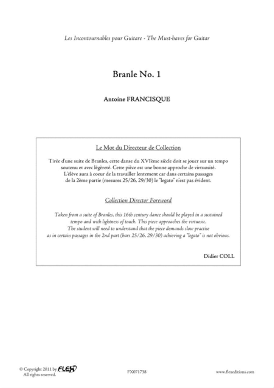 Branle No. 1 Acoustic Guitar scores gallery preview page 2