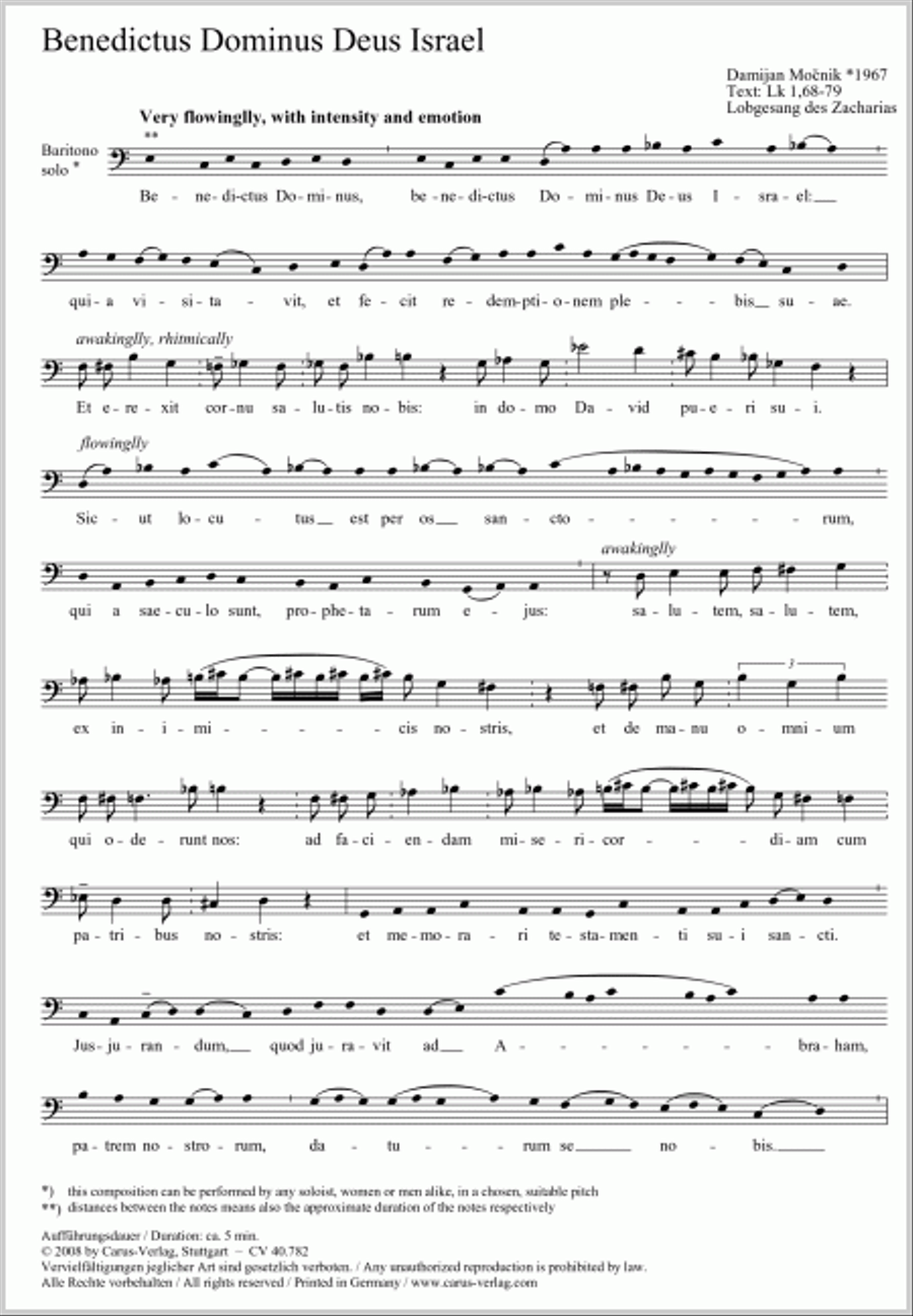Benedictus Dominus Deus Israel Baritone Voice scores gallery preview page 6