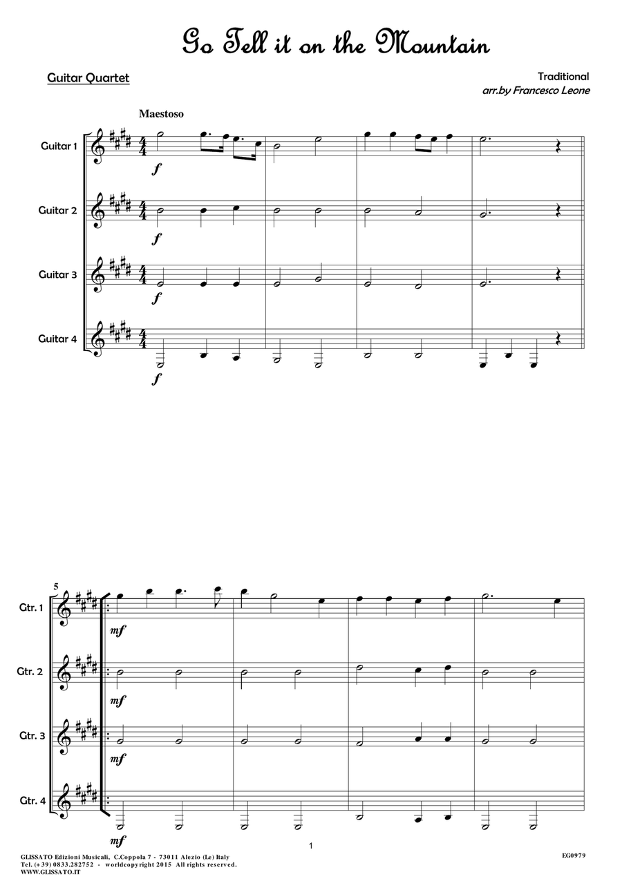 10 Easy Christmas Tunes - Guitar Quartet (score ) Guitar Ensemble scores gallery preview page 6