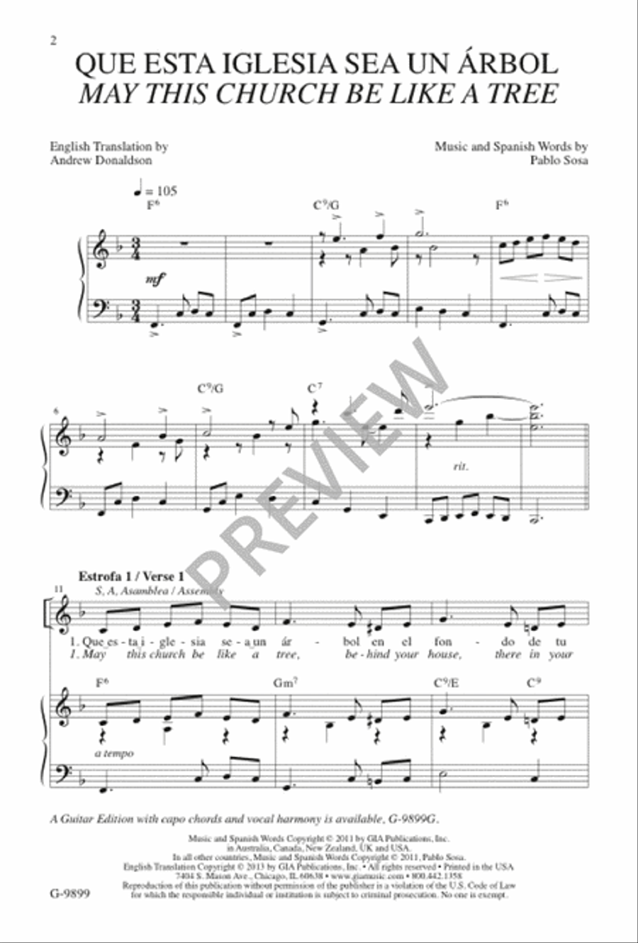 Que Esta Iglesia Sea Un Árbol / May This Church Be Like a Tree 3-Part scores gallery preview page 3