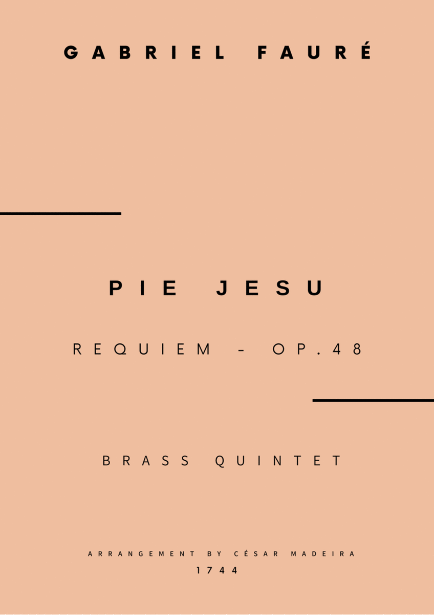 Pie Jesu (Requiem, Op.48) - Brass Quintet (Full Score and Parts) image number null