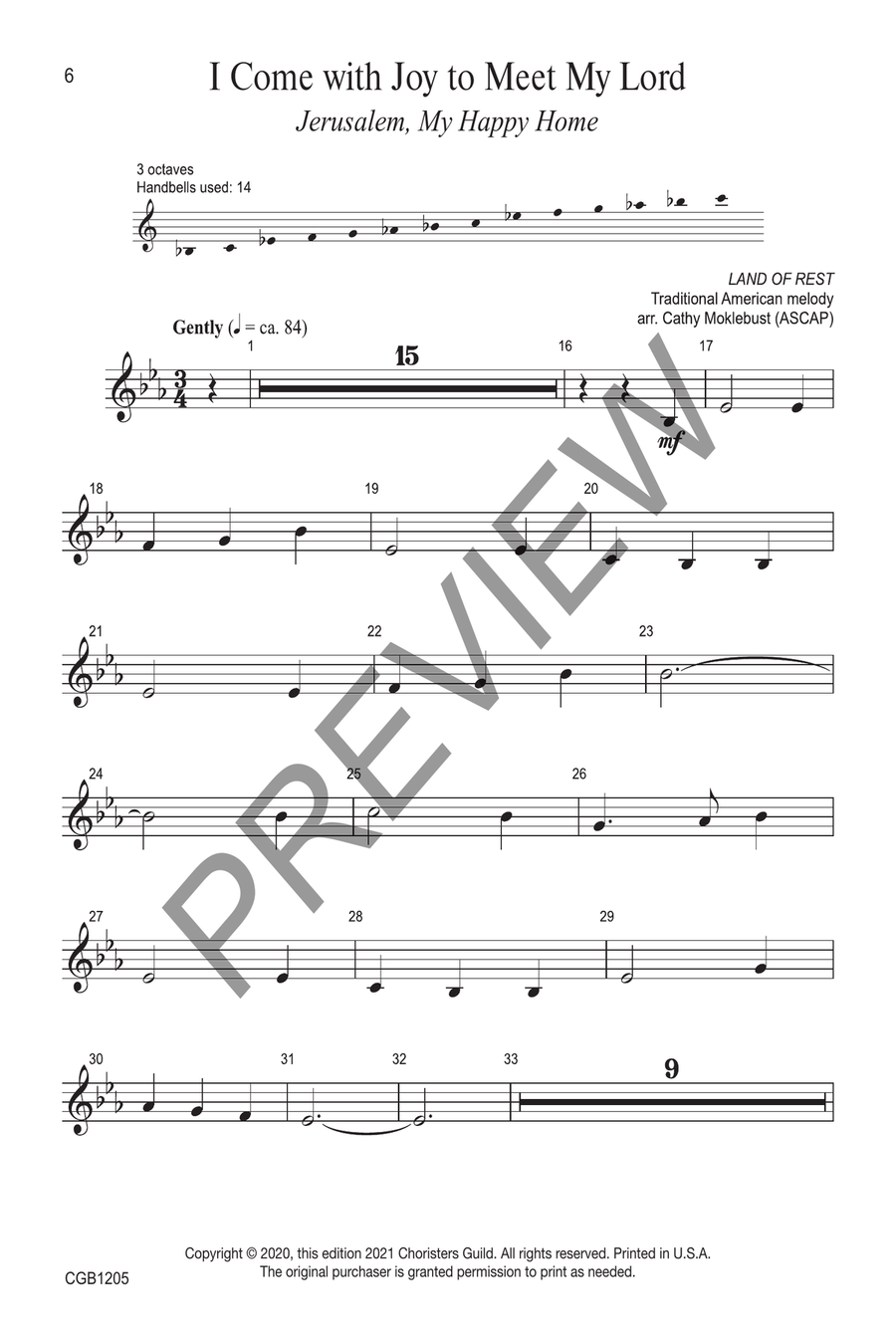Sacred Solos for Bell Tree, Set 2: General Hymns Handbell Choir scores gallery preview page 4