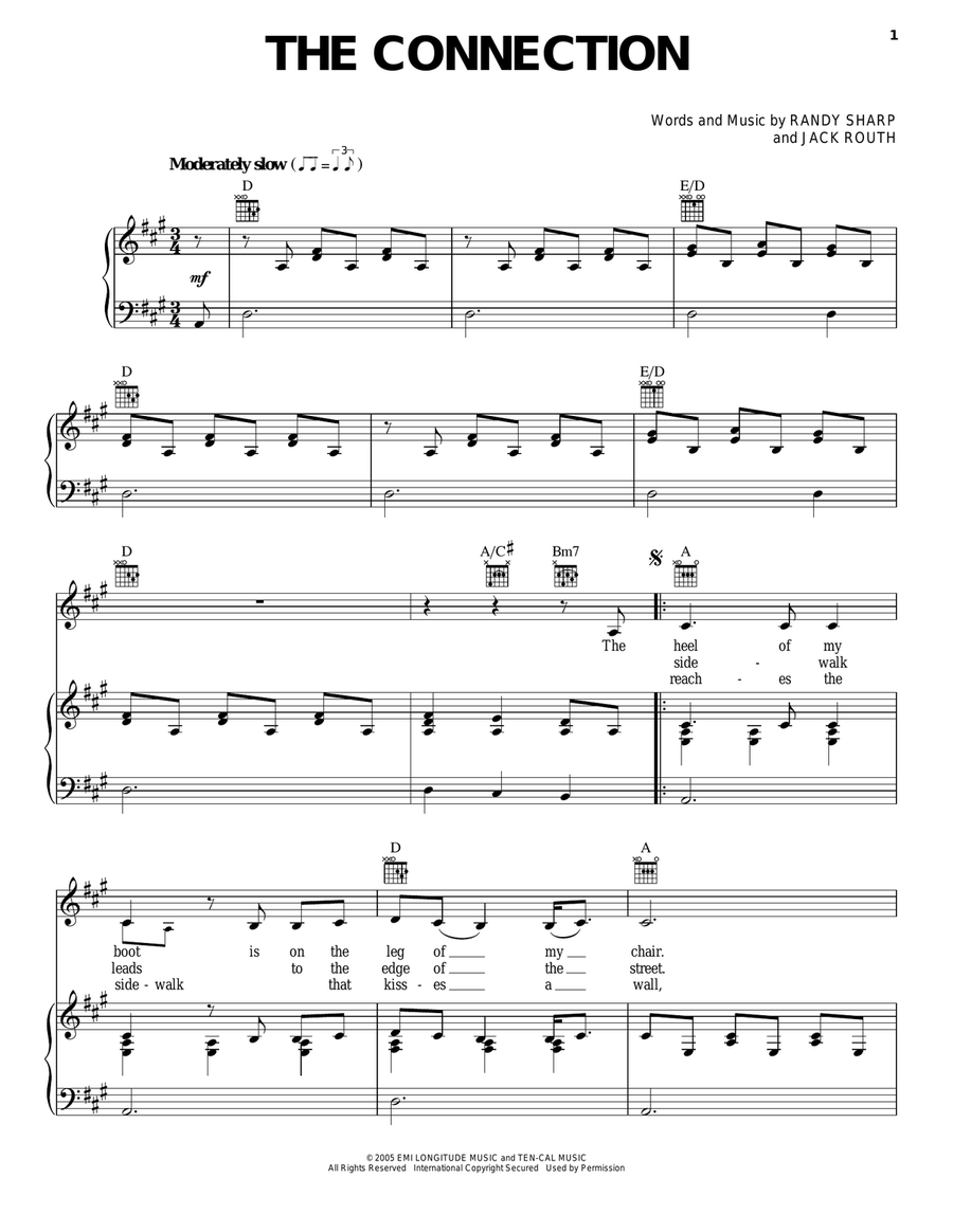 The Connection Piano, Vocal, Guitar scores gallery preview page 1