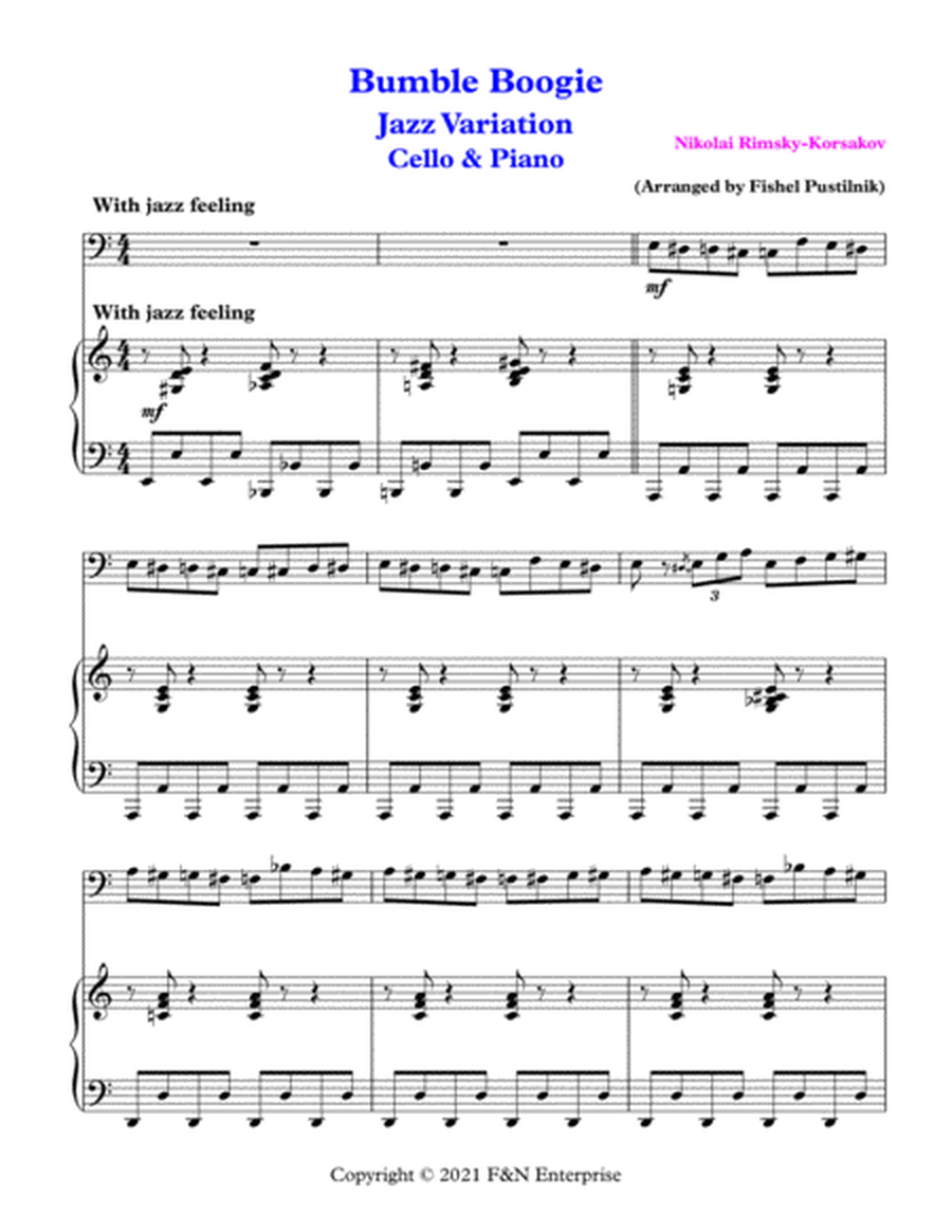 "Bumble Boogie Jazz Variation"-Piano Background Track for Cello and Piano-Video image number null