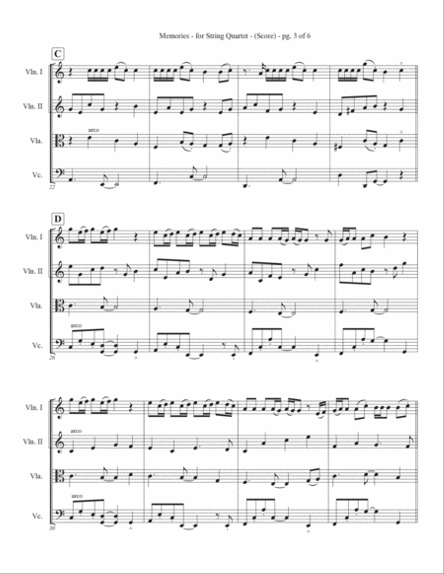 Memories String Quartet scores gallery preview page 4