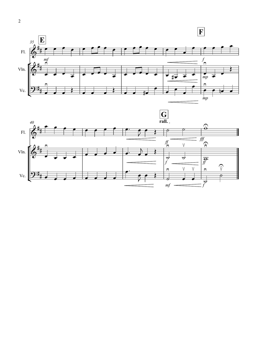 Ode to Joy for Flute, Violin and Cello Small Ensemble scores gallery preview page 2