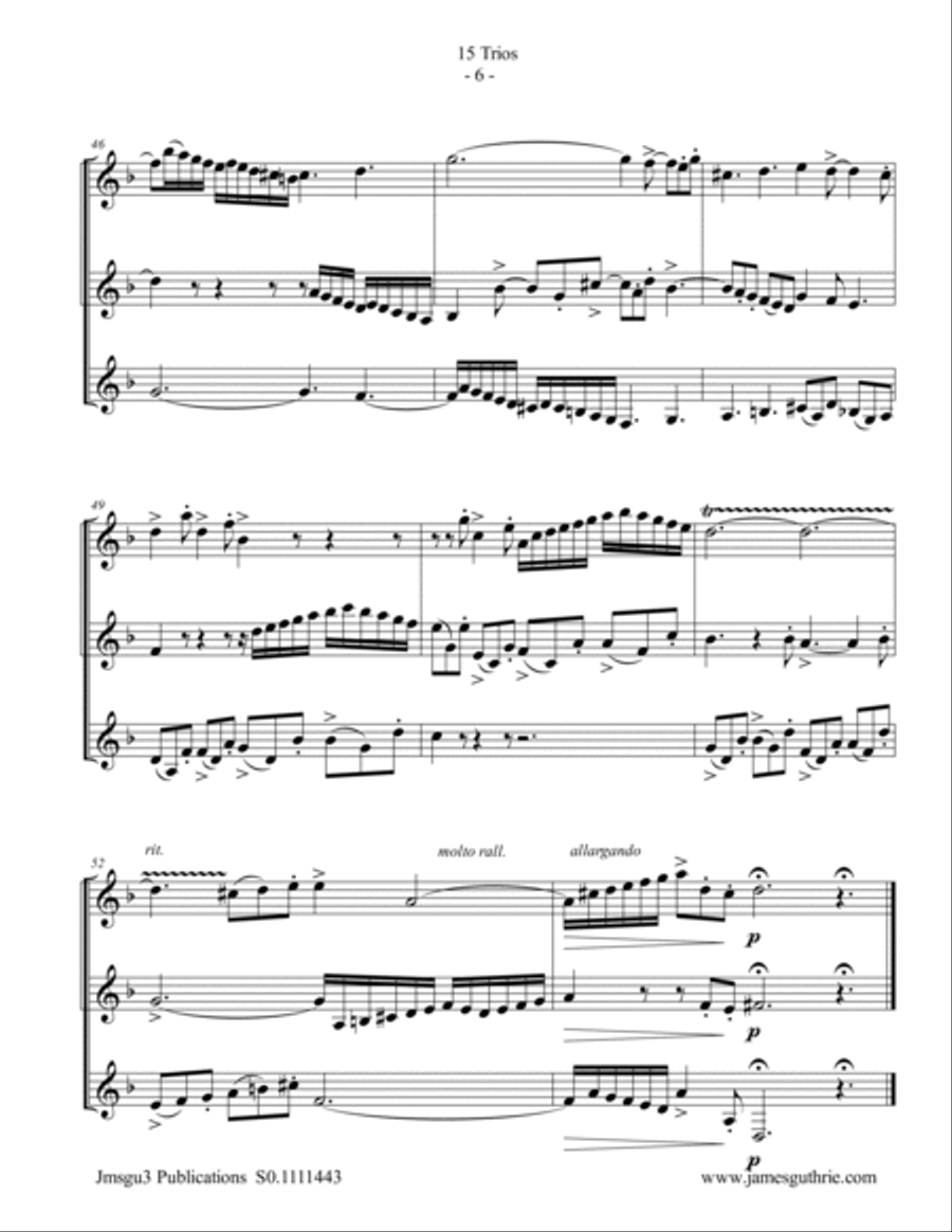 BACH: 15 Trios BWV 787-801 for Clarinet Trio Clarinet Trio scores gallery preview page 6