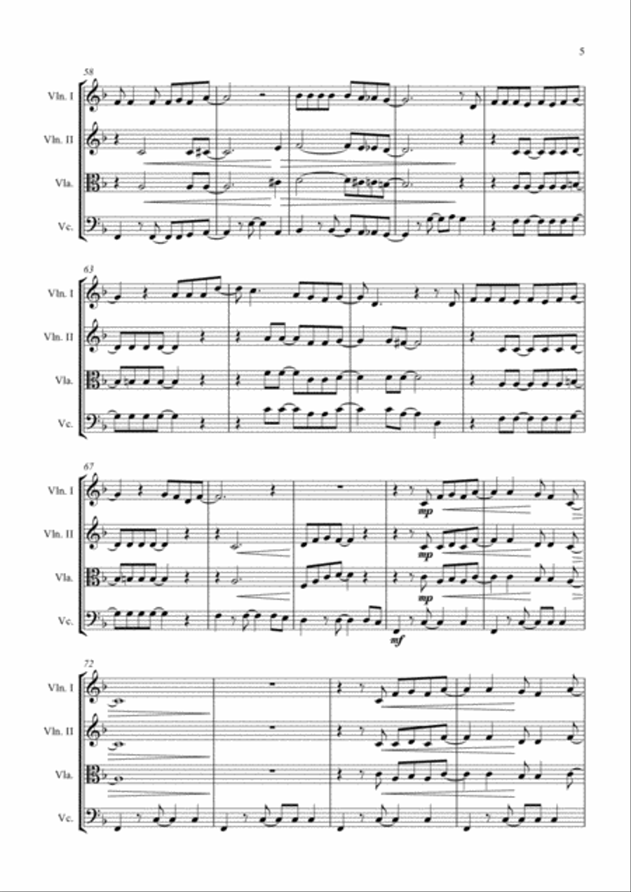 (Sittin' On) The Dock Of The Bay String Quartet scores gallery preview page 5