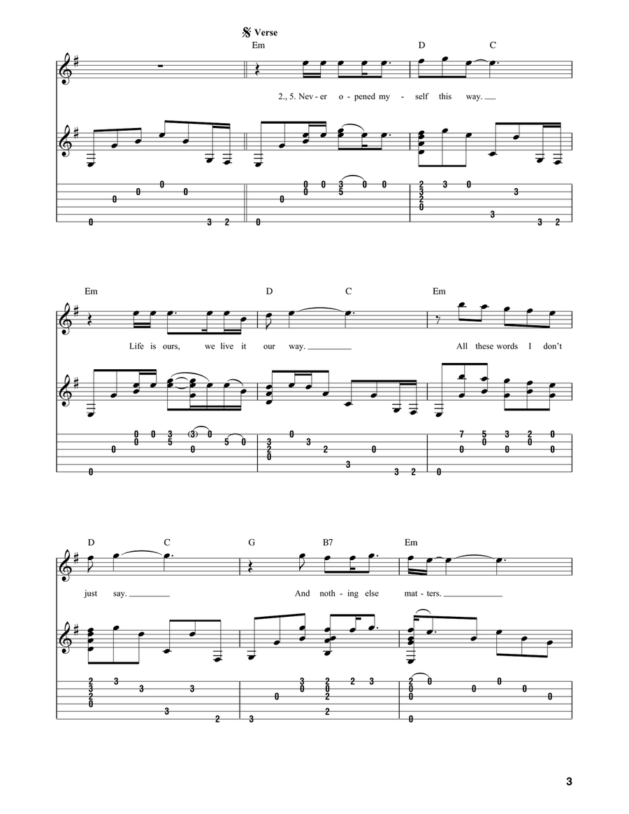 Nothing Else Matters Acoustic Guitar scores gallery preview page 3