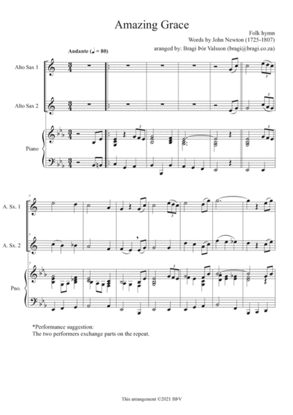 Five Sacred Songs - duets for Alto Saxophones with piano accompaniment image number null