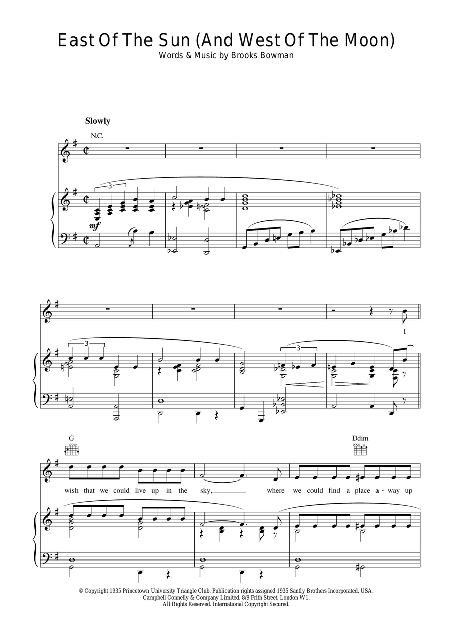 East Of The Sun (And West Of The Moon) Piano, Vocal scores gallery preview page 1