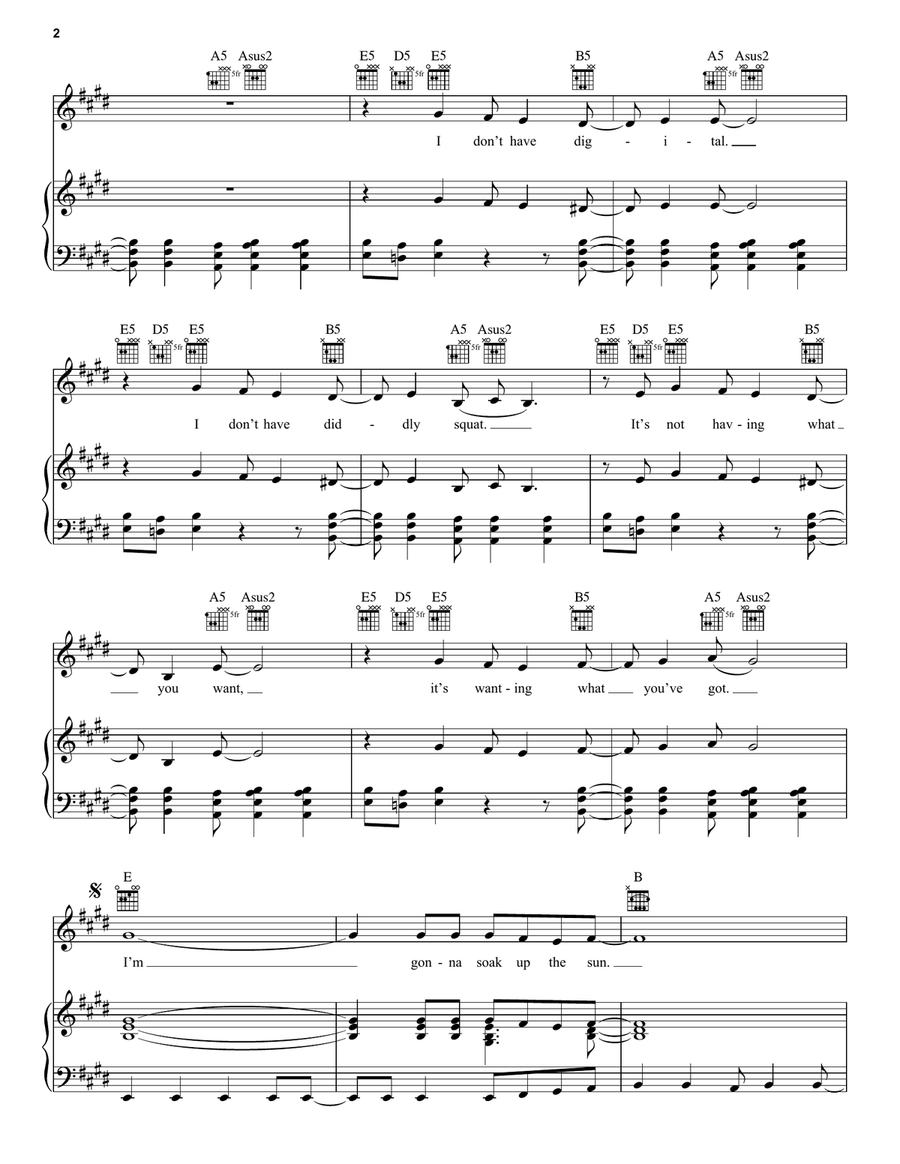 Soak Up The Sun Piano, Vocal, Guitar scores gallery preview page 2