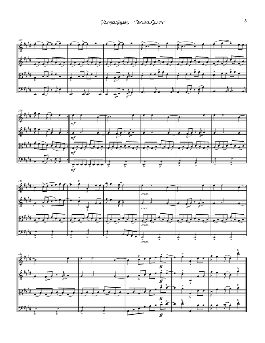 Paper Rings String Quartet scores gallery preview page 6