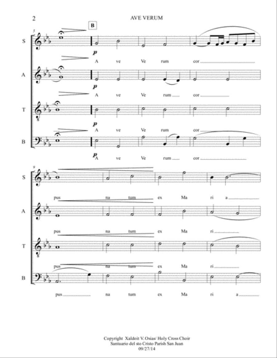 Ave Verum Corpus - Musicam Sacram 4-Part scores gallery preview page 2
