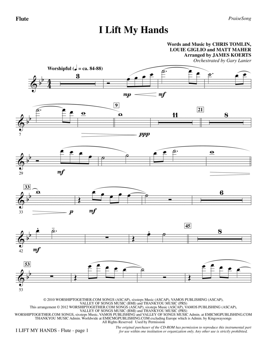 I Lift My Hands - Flute Choir scores gallery preview page 1