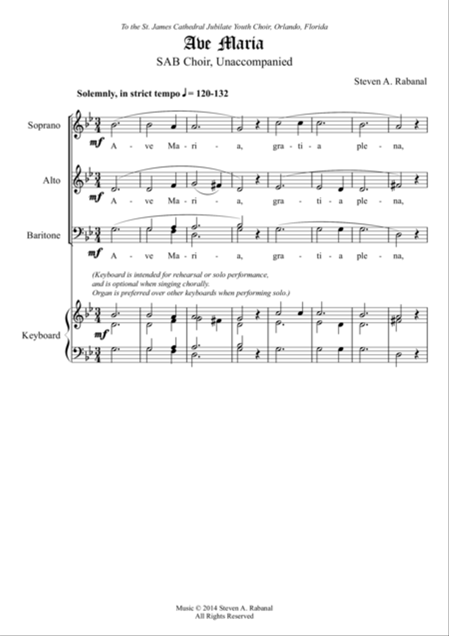Ave Maria 3-Part scores gallery preview page 1