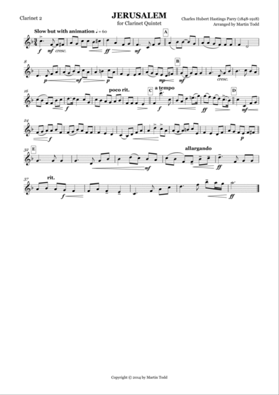 Jerusalem for Clarinet Quintet Clarinet Quintet scores gallery preview page 4