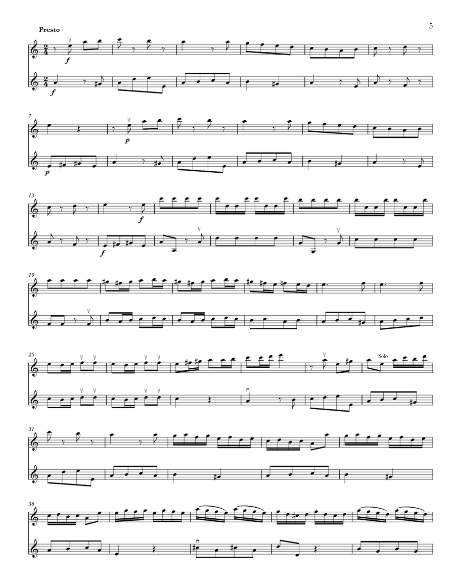 Concerto in A Minor, RV 356/Op. 3 No. 6 (arr. 2 violins) Violin Solo scores gallery preview page 5