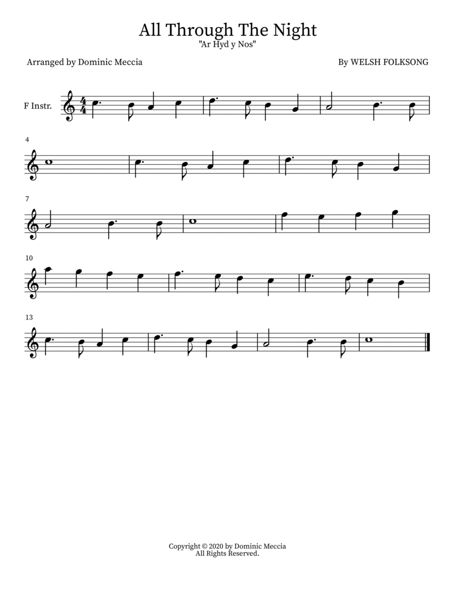All Through The Night Horn scores gallery preview page 1