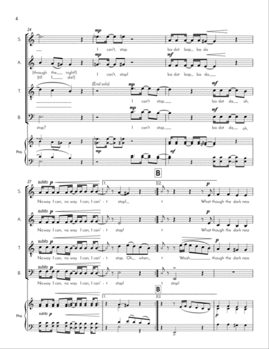 I Can't Stop (How Can I Keep from Singing?) 4-Part scores gallery preview page 5