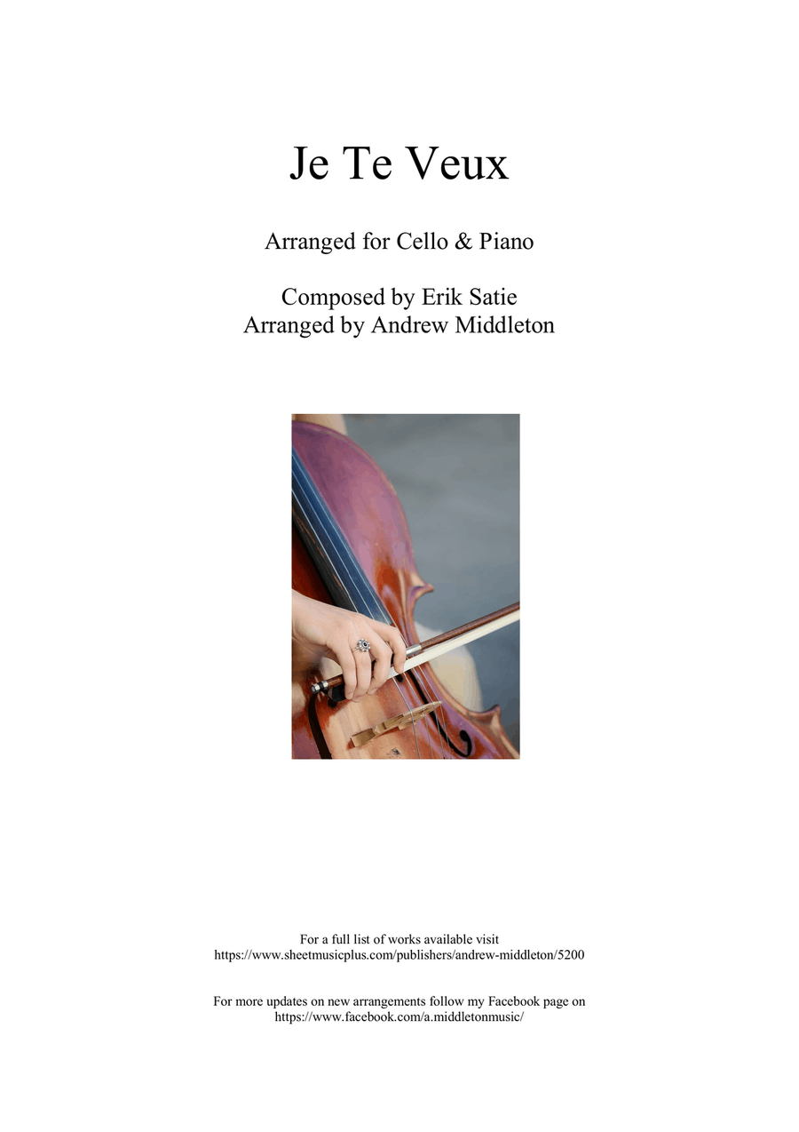 Je Te Veux arranged for Cello and Piano Small Ensemble scores gallery preview page 1