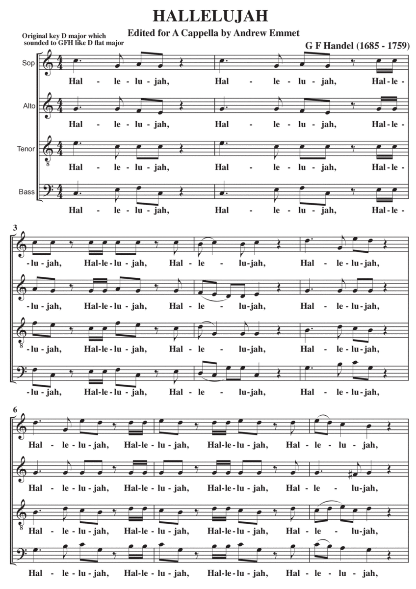 Hallelujah (Handel) A Cappella SATB image number null