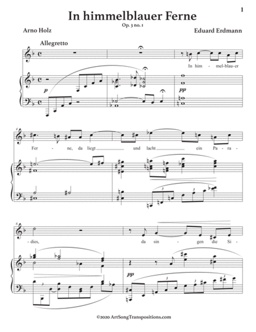 ERDMANN: In himmelblauer Ferne, Op. 3 no. 1 (transposed to F major)