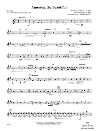 America, the Beautiful: (wp) 2nd B-flat Trombone T.C.