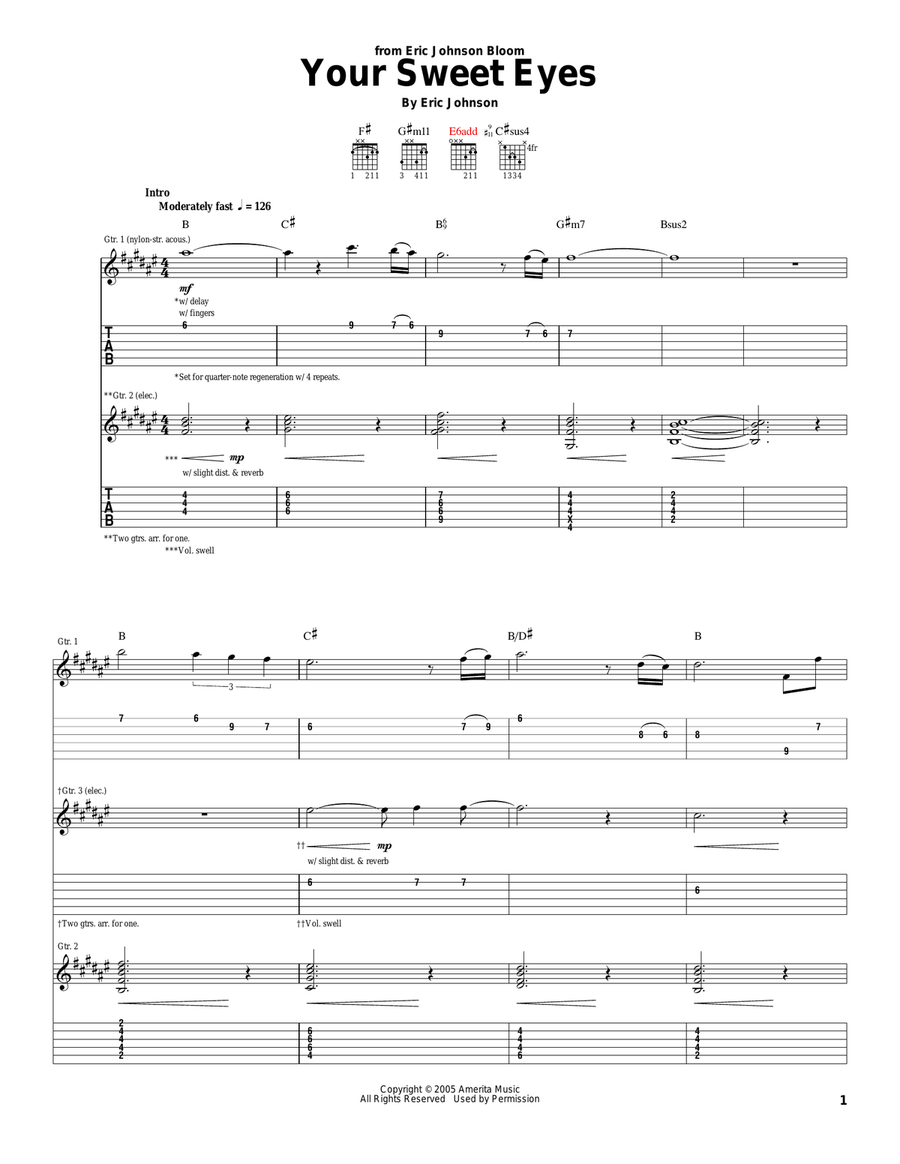 Your Sweet Eyes Your Sweet Eyes Acoustic Guitar scores gallery preview page 1