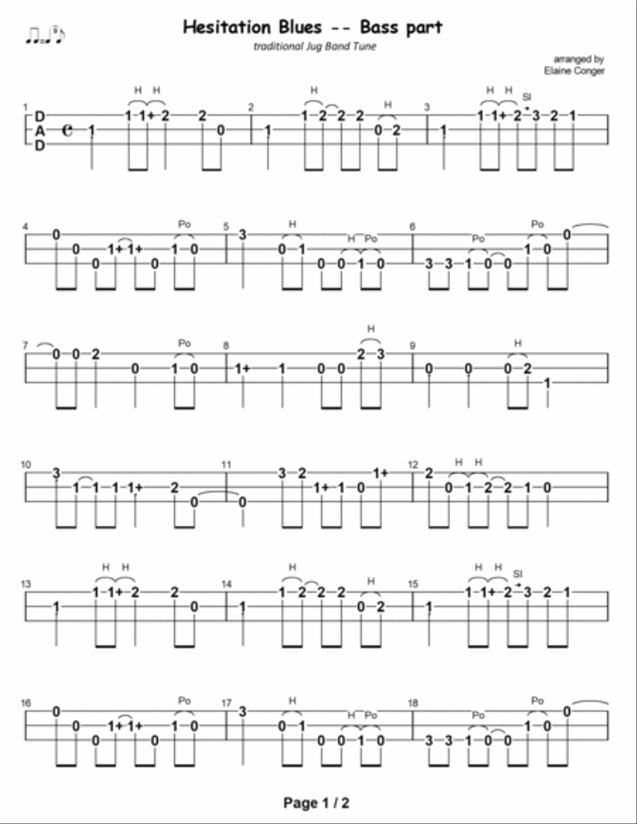 Hesitation Blues (BASS PART ONLY)
