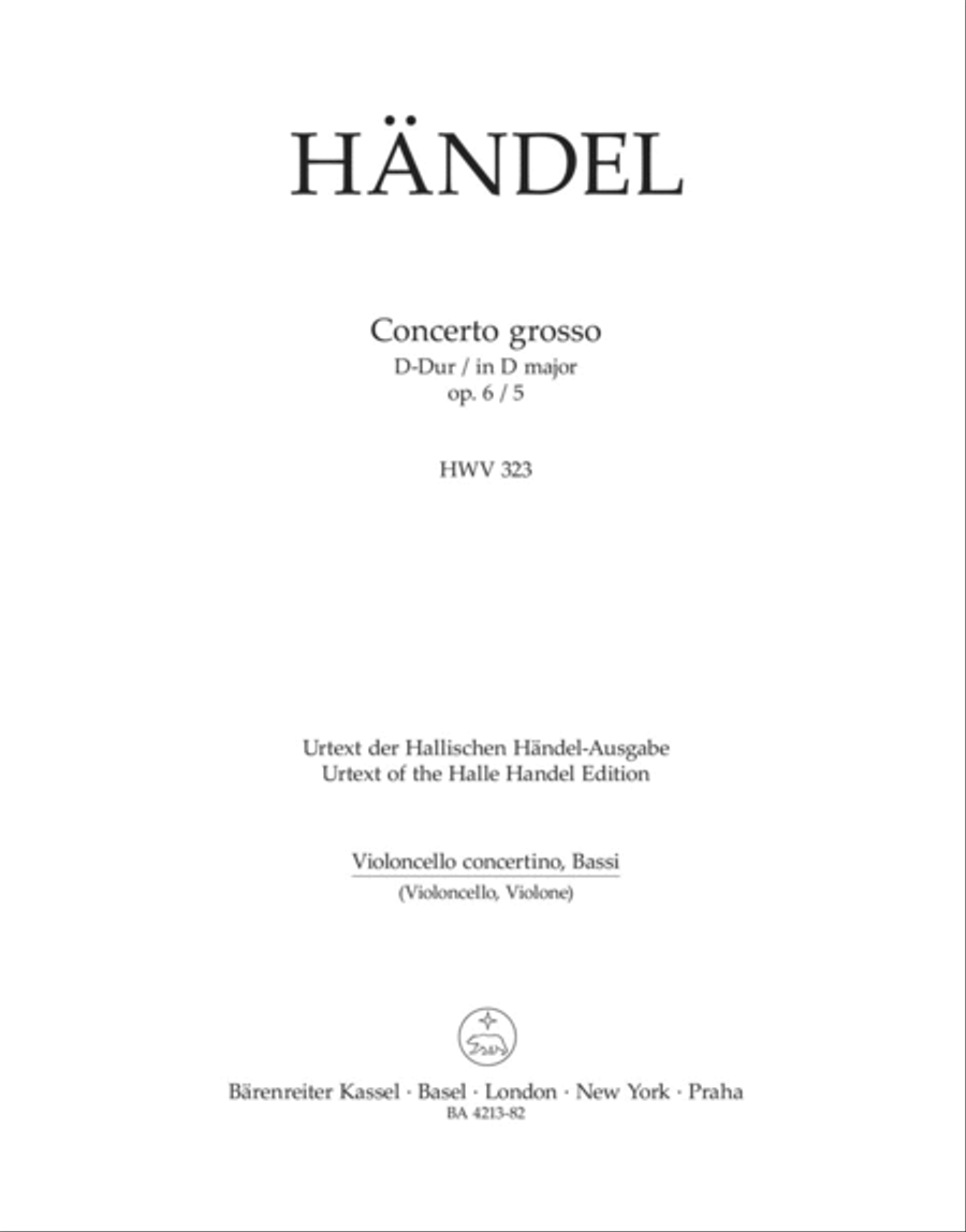 Concerto grosso D major, Op. 6/5 HWV 323 Bassoon scores gallery preview page 1
