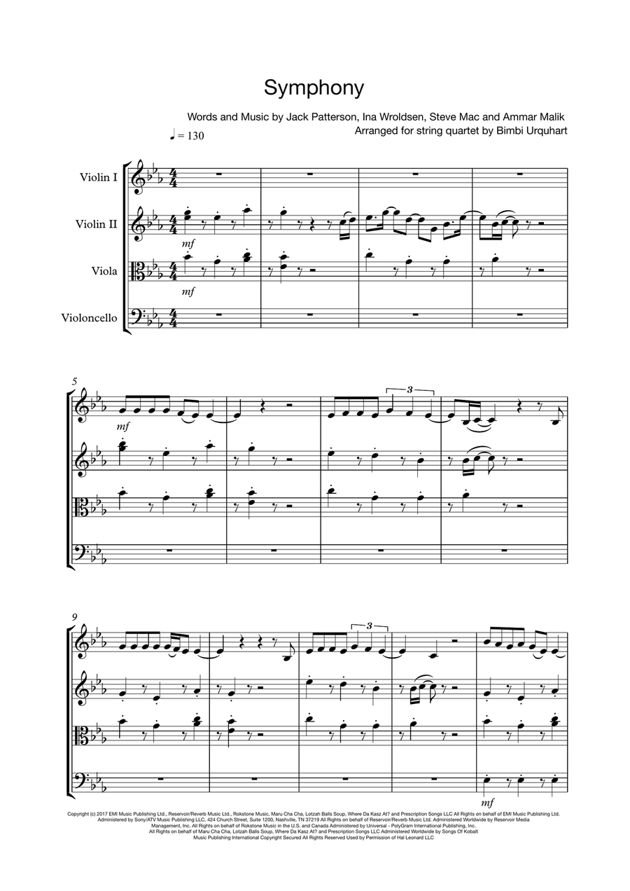 Symphony String Quartet scores gallery preview page 1