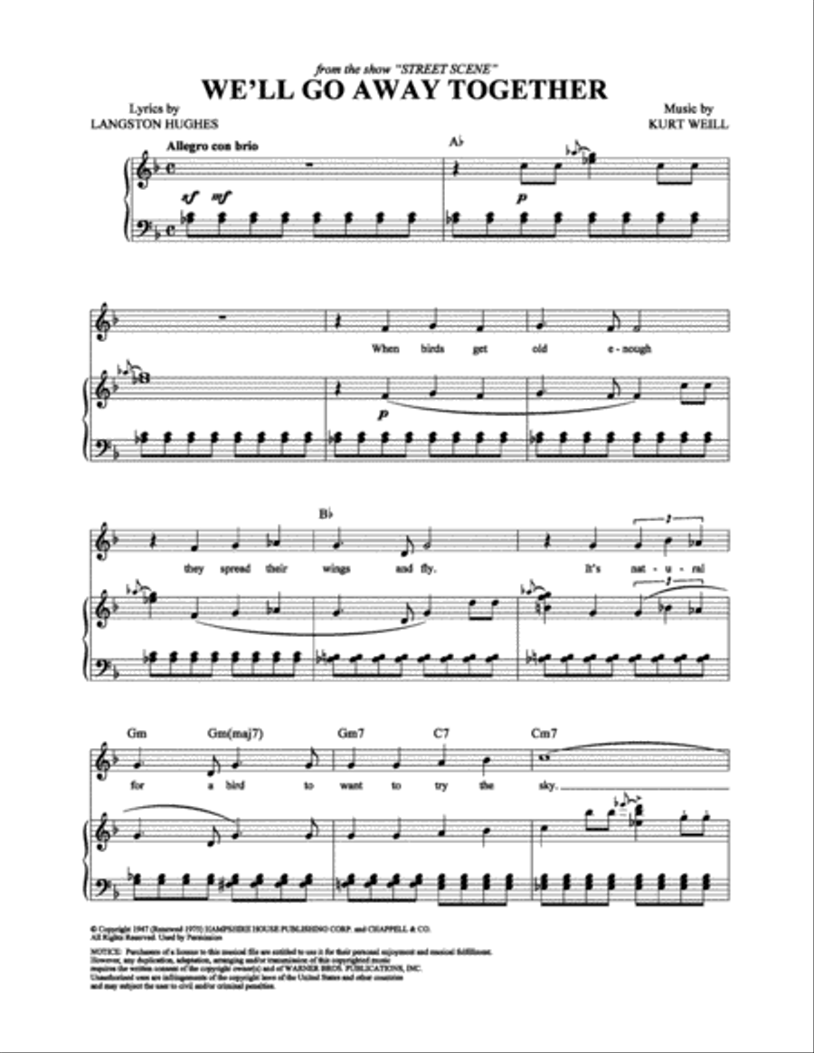 We'll Go Away Together Piano, Vocal, Guitar scores gallery preview page 1