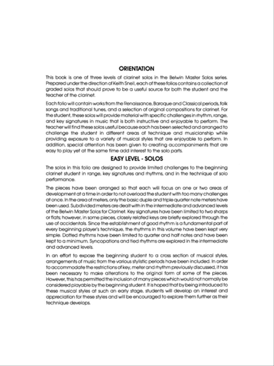 Belwin Master Solos (Clarinet), Volume 1 Clarinet Solo scores gallery preview page 3
