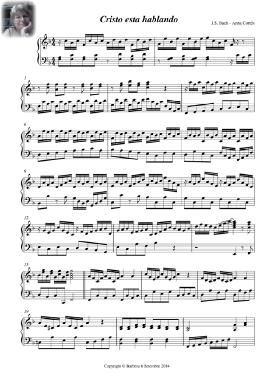 Cristo esta hablando J.S Bach- Anna Cortés Piano Solo scores gallery preview page 1