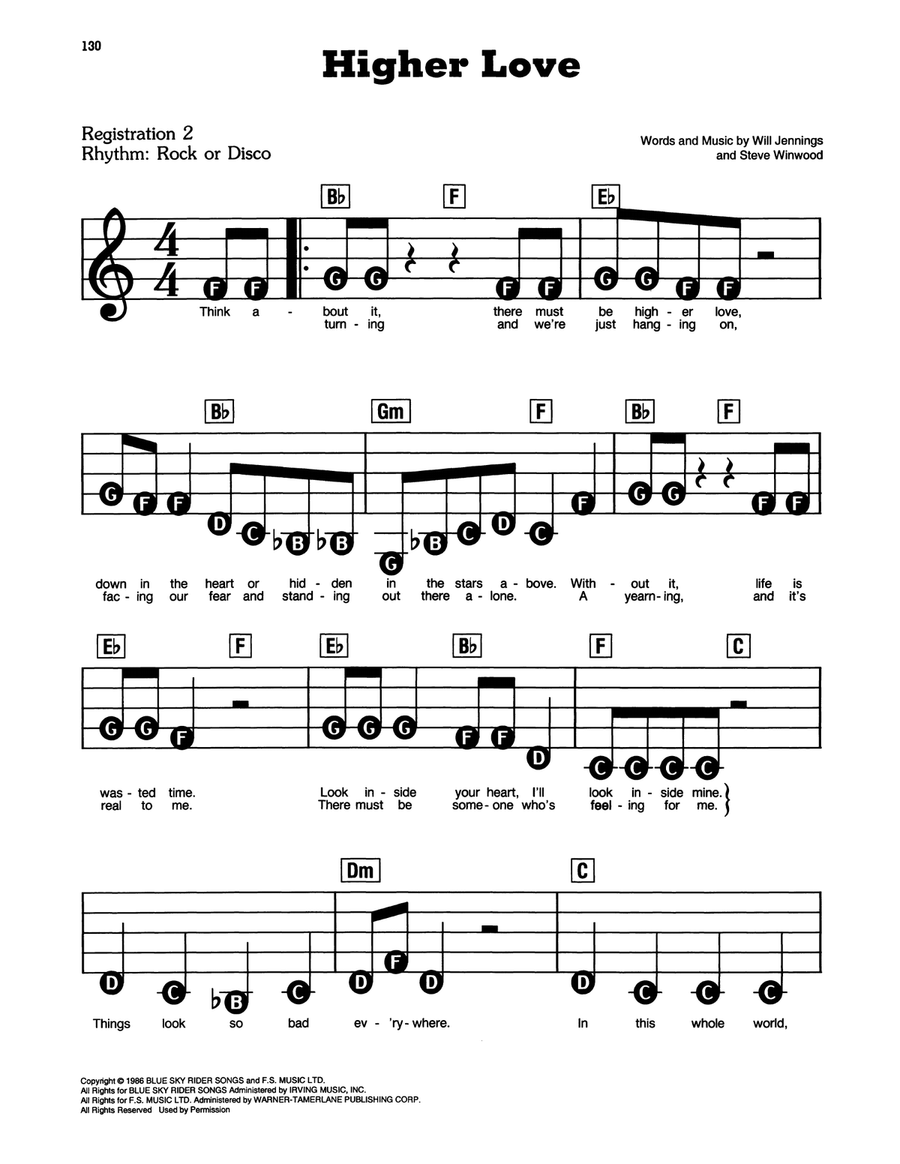 Higher Love Higher Love Electronic Keyboard scores gallery preview page 1