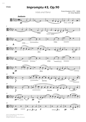 Impromptu No.3, Op.90 - Viola and Piano (Individual Parts)
